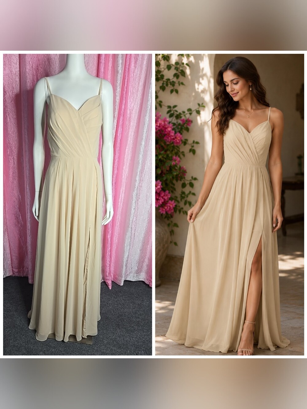 Stacees Champagne Bridesmaid Wedding Prom Formal Gown Size 8 NWT